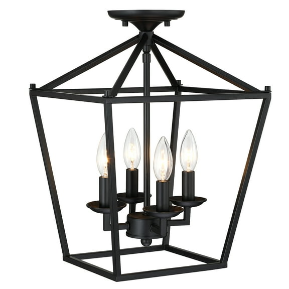 4-Light 17-in Matte Black Semi Flush Mount Light