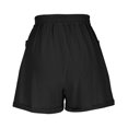 thumbnail image 6 of Lenpel Women's Cotton Linen Shorts Trendy Elastic High Waisted Drawstring Casual Shorts Summer Lounge Shorts with Pockets, 6 of 7