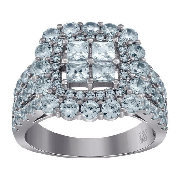 925 Sterling Silver Womens Princess-cut Cubic Zirconia Square Fashion Ring 13.4x5.5mm Wide Size 7 Ring for Women