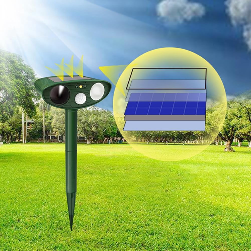 Animal Repellent Solar Powered with Motion Sensor, Flashing Light
