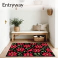 thumbnail image 3 of ODIKA 5'x7' Machine Washable Non-Slip Area Rug, Vintage Cardinal Poinsettia Anti Fatigue Christmas Cushioned High Traffic Rug with Pad, Red, 735282, 3 of 8