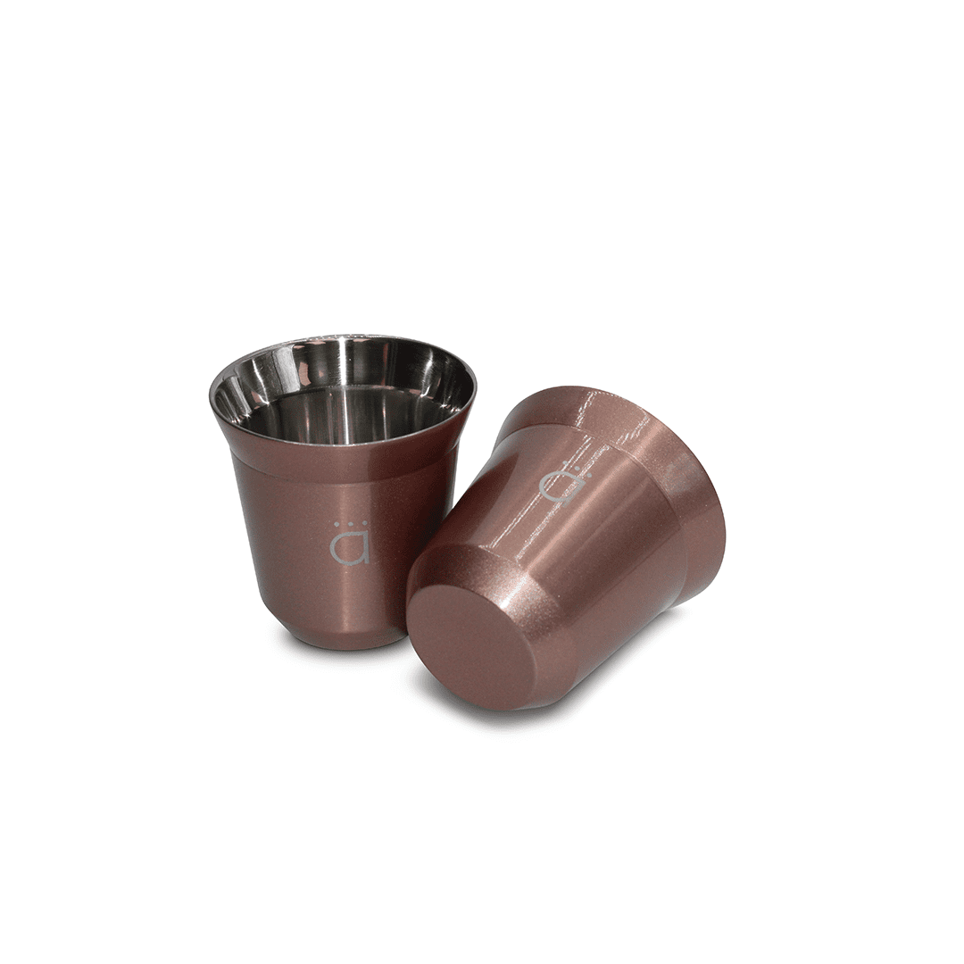 Kalmateh Double Wall Insulated Stainless Steel Espresso Coffee Cup Set, Pack of Four - Heat Resistant Espresso Coffee Cups- 2.7oz 80ml (Rose Gold)