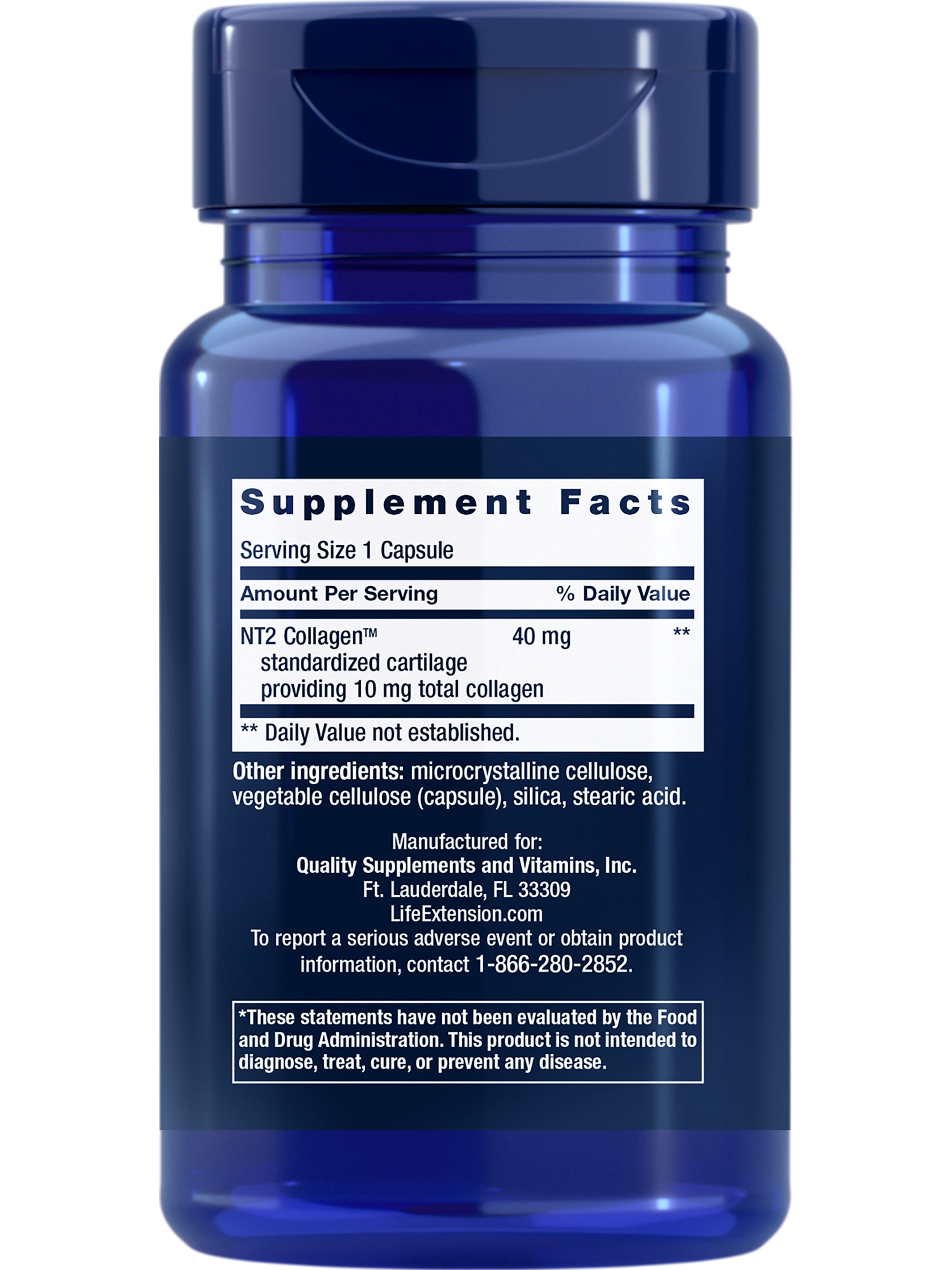 Life Extension NT2 Collagen™, 40 mg - Joint Health Supplement Supports Joint Comfort & Mobility - Gluten-Free, Non-GMO - 60 Small Capsules (2-Month Supply)