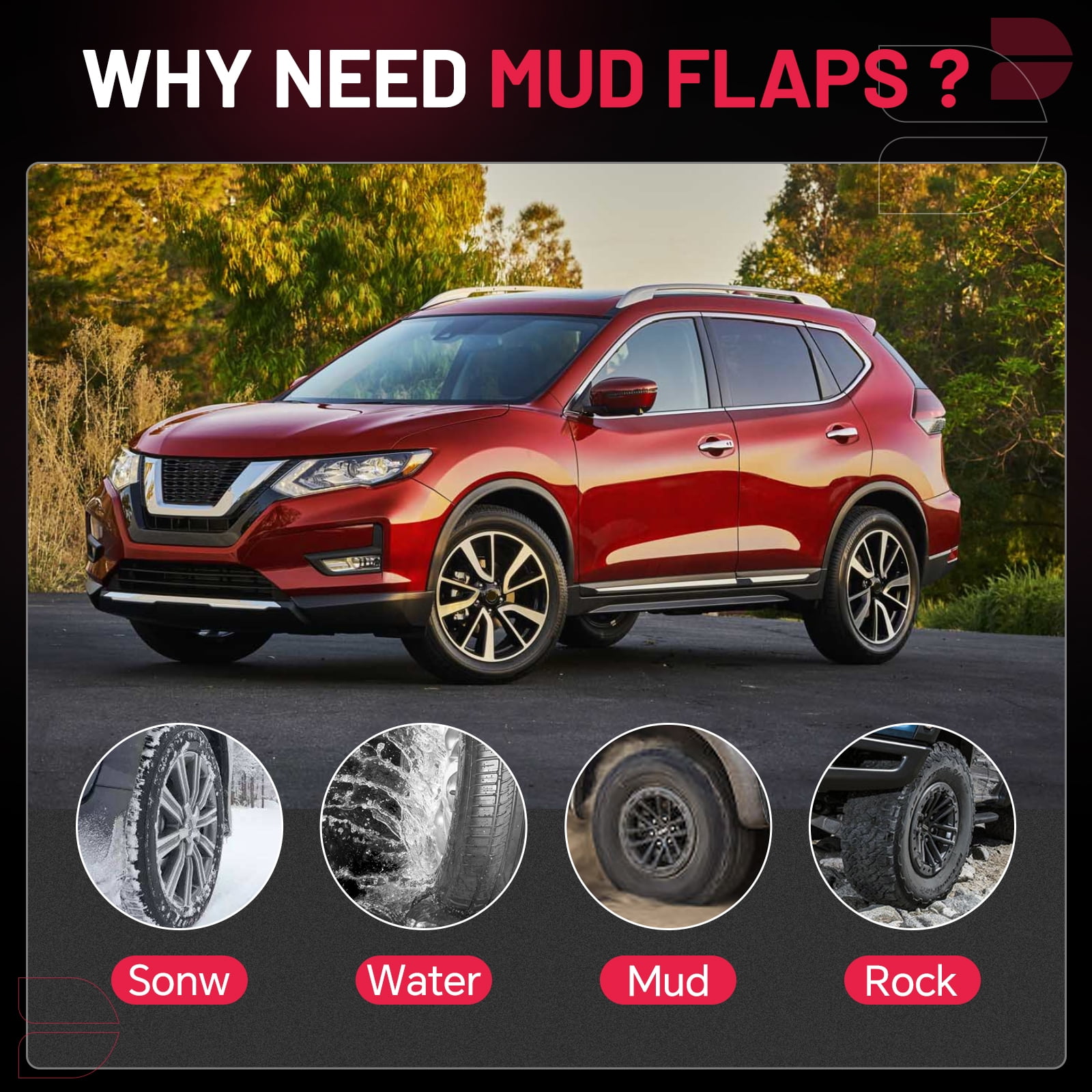 SPEEDWOW Mud Flaps Splash Guards Mudguards Mudflaps Compatible with Nissan Rogue 2014-2020, 4PCS Front & Rear Side