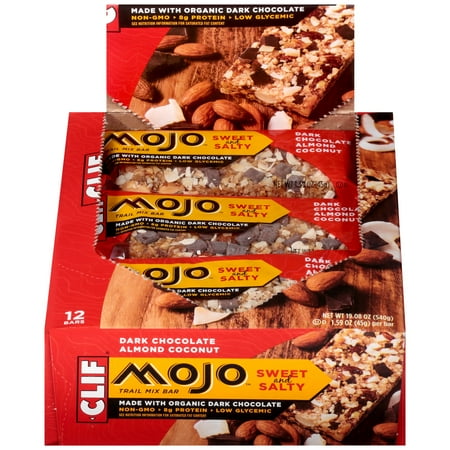 Clif Bar Mojo, Dark Chocolate Almond Coconut Trail Mix Bar, 12 Ct, 1.59 oz.
