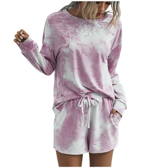 Babysbule Womens Fall Plus Top Sets Sales Women Fashion Printed Round Neck Long Sleeve Tops Pants Casual Suit Sets