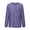 thumbnail image 5 of Diufon Fall Womens Long Sleeve Tops Casual Solid Color Tunics Round Neck Breathable Blouses, 5 of 5