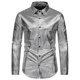 thumbnail image 5 of Camisa metálica INSPIRE CHIC de manga larga para hombres, con botones, para fiestas en clubes nocturnos, 5 of 6