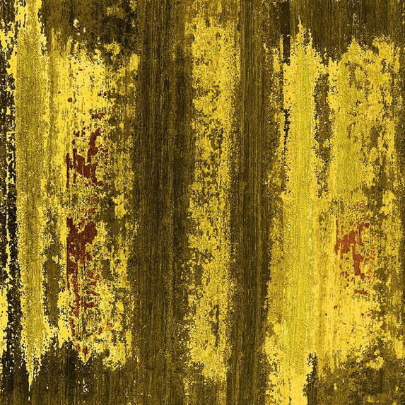 Ahgly Company Indoor Square Oriental Yellow Industrial Area Rugs, 6' Square