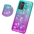 thumbnail image 3 of Compatible for Samsung Galaxy A82 5G Case, Samsung Galaxy Quantum 2 Case, with Tempered Glass Screen Protector SOGA Diamond Liquid Quicksand Cover Cute Girl Women Phone Case - Teal / Purple, 3 of 5