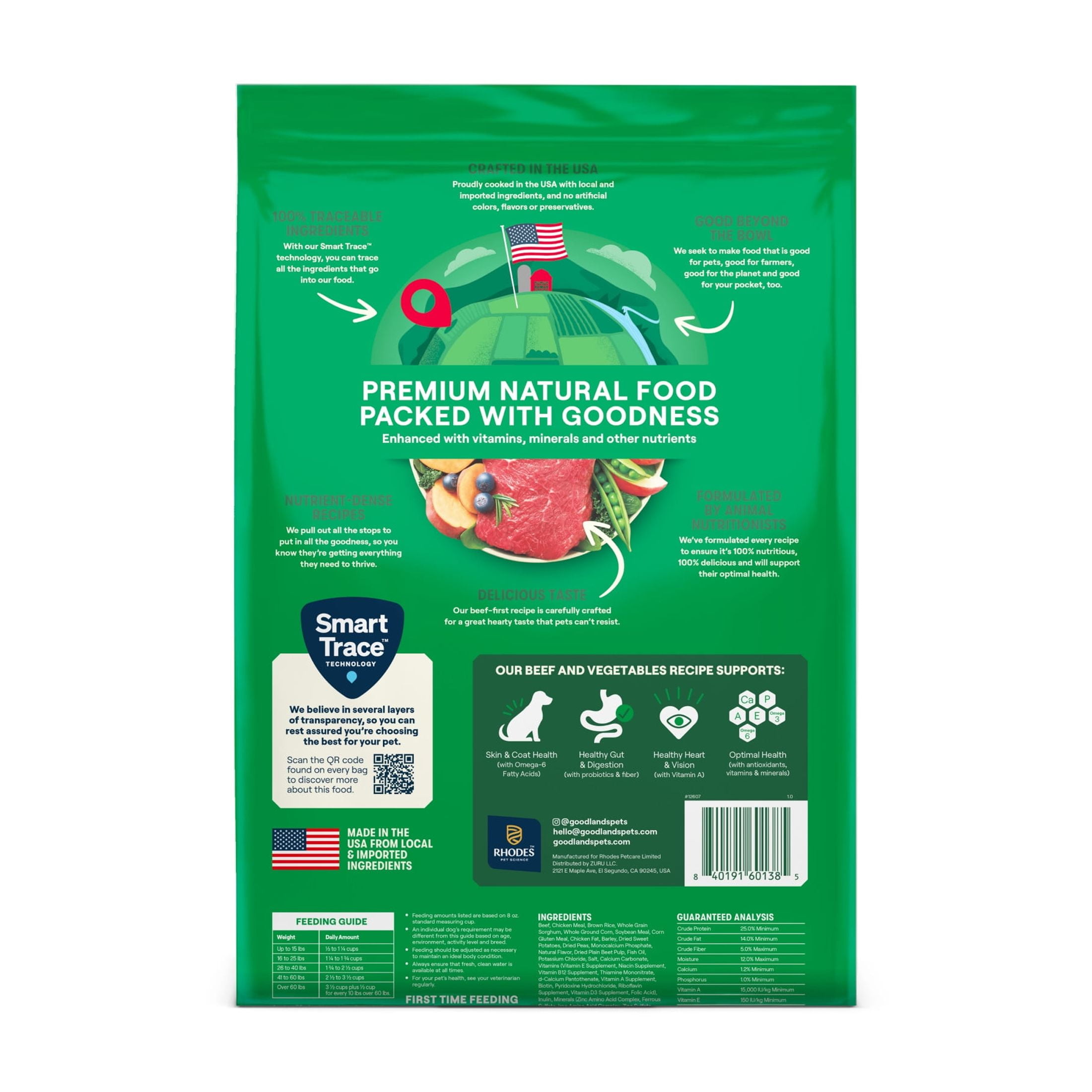 Goodlands Grass-Fed Beef & Vegetable Flavor, Dry Dog Food with Probiotics, 14 lb Bag