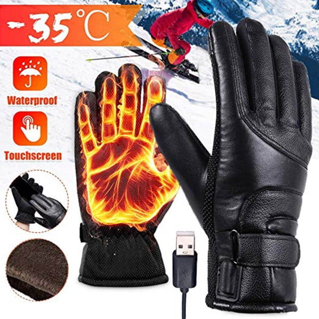 Guantes calefactables para hombre y mujer, guantes cálidos y calefactables para invierno, resistentes al viento, para esquí y camping, cojín de asiento calefactable para invierno.