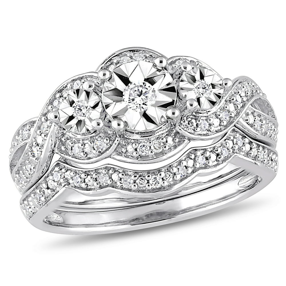 Miabella 1/4 Carat T.W. Diamond Sterling Silver Three