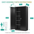thumbnail image 3 of Metal Storage Cabinet 72” Black Garage Steel Locking Cabinet with 2 Doors and 4 Adjustable Shelves Tall Tool Cabinet Lockable File Cabinet for Home Office School Garage 72” H x 36”W x 18”D, 3 of 9