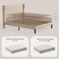 thumbnail image 3 of Lofka Queen Bed Frame with Wingback Headboard, Metal Bed Frame with Wooden Slats, Under Bed Storage, Beige, 3 of 8