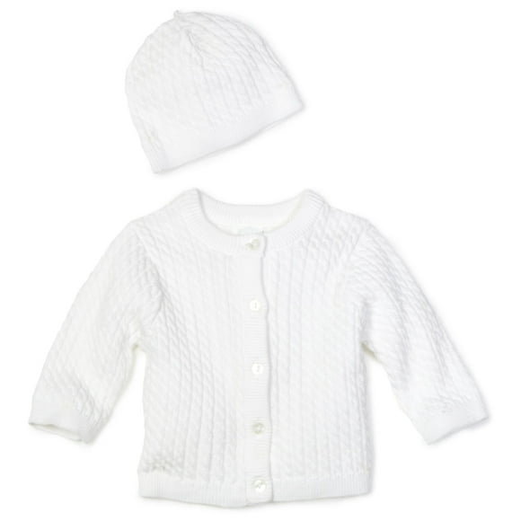 Little Me Unisex-baby Newborn Lovable Cable Sweater, White, 6 Months