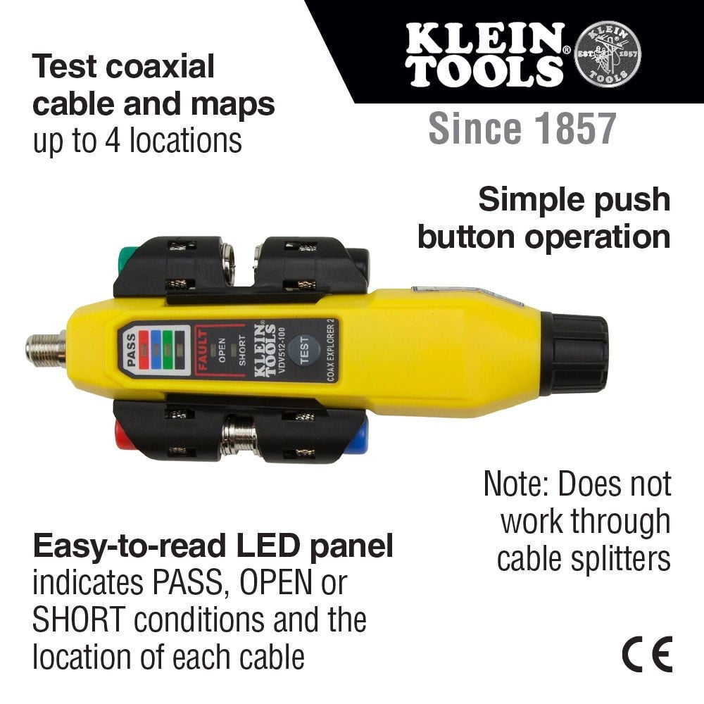 Klein Tools VDV512-101 Coax Explorer 2 Cordless Tester Kit with Cable Tester/ Wire Tracer/ Coax Mapper