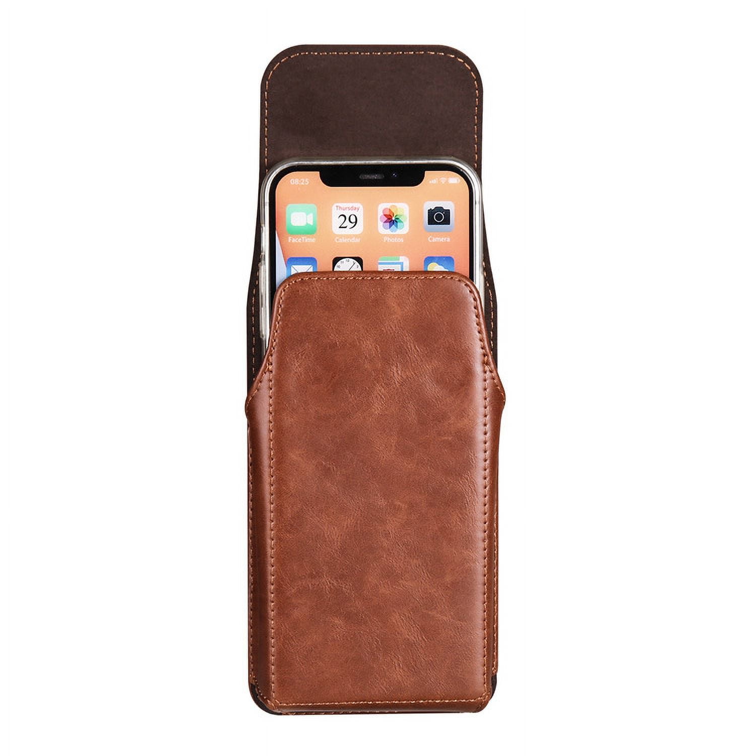 Classic Leather Phone Holster with Belt Loop & Magnetic Closure for Samsung & iPhone