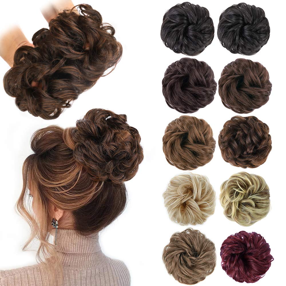 Htcm Katea Messy Bun Hair Piece Hair With Elastic Rubber Band Extensions Hairpiece Synthetic Hair Extensions Scrunchies Hairpiece For Women Dark Bro
