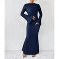 thumbnail image 6 of Women'S Long Sleeve Maxi Dress Ribbed Knit Boat Neck Bodycon Casual Dresses Going Out Outfits Royal Blue XL, 6 of 9