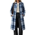thumbnail image 5 of Dzrciro Plaid Long Coat for Women, Long Sleeve Lapel Open Front Button Checkered Trench Coat, Elegant Fashion Fall Outerwear S-2XL, 5 of 7