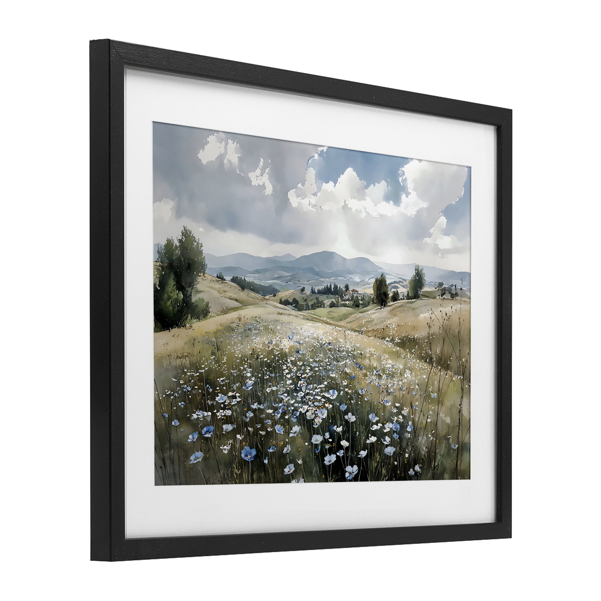 Stupell Industries Poppy Blues Across Meadow Black Framed Print Under Glass, design by Franklyn Gregory