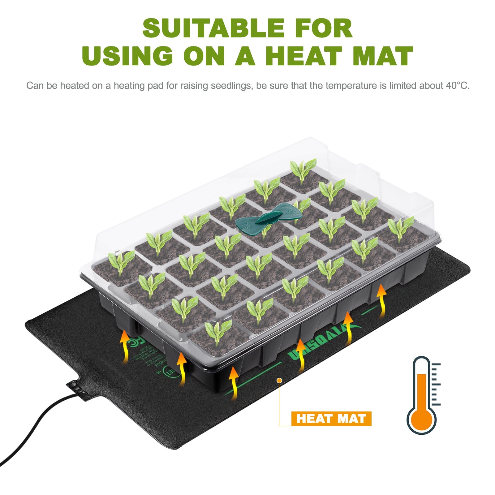 Phenofice 3-Pack Stackable Plastic Seed Starter Trays for Gardeners, Growing Trays 14.34x9.04x2.75in
