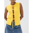 thumbnail image 6 of Yunliwuli Women's Bow Front Tank Tops Sleeveless Hollow Out Solid Color Slim Fit Vest Tops Summer Shirts, 6 of 10