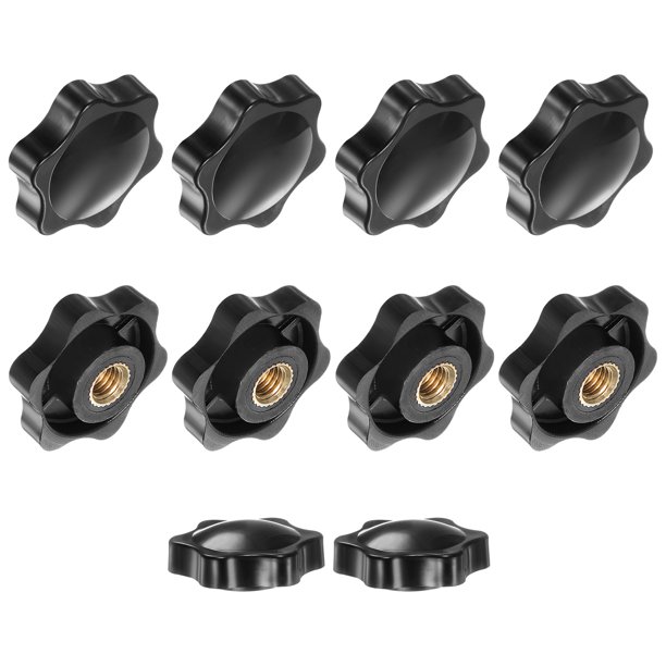Uxcell Paquete de 10 perillas de 6 estrellas, rosca hembra M10, cabeza hexagonal de 38 mm, manijas de agarre de bronce para agujeros ciegos