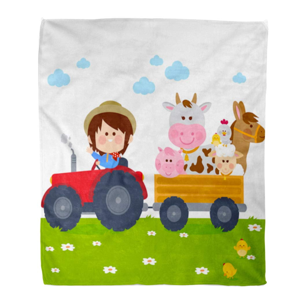 KDAGR Semtomn Decorative Throw Blanket 50x60 Inches Kid Farmer Boy
