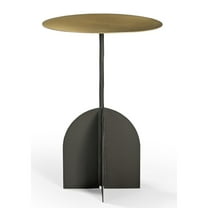 Galahad Iron Side Table in Modern Black and Textured Brass Finish