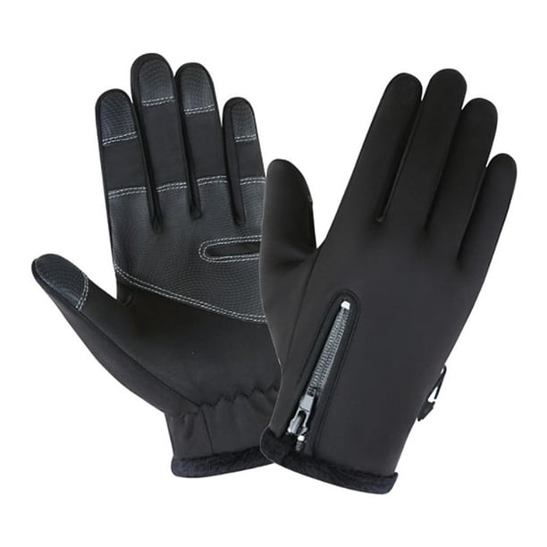 Guantes de invierno para hombre y mujer, resistentes al viento, impermeables y con pantalla táctil, para moto y nieve. Negro XXL