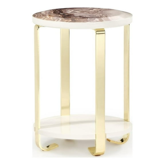 Michael Amini Ariana Chairside Table - Gold