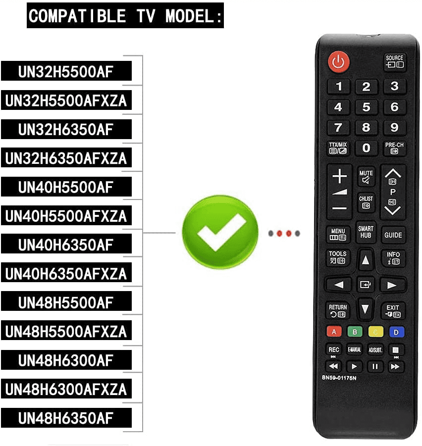 COMPATIBLE REMOTE CONTROL FOR SAMSUNG TV UN60F7100AF UN60F7100AFXZA 