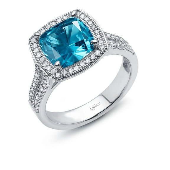 Lafonn Classic Sterling Silver Platinum Plated Paraiba Tourmaline Rings 4.84 (4.84 CTTW)