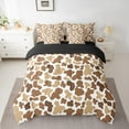 thumbnail image 2 of Manfei Milk Cow Print 7pcs Bedding Comforter Set,Kawaii Cattle Animal Queen Bedding Sets,Brown Beige Queen Sheet Sets For Boys Kids,Super Cozy Room Decor Reversible, 2 of 8