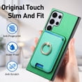 thumbnail image 5 of Phone Case for Samsung Galaxy S24 Ultra, Ultra Slim Phone Grip Ring Stand PU Leather Detachable Magnetic Credit Card Holder Drop Protective Case Cover Compatible with Samsung Galaxy S24 Ultra, Green, 5 of 8