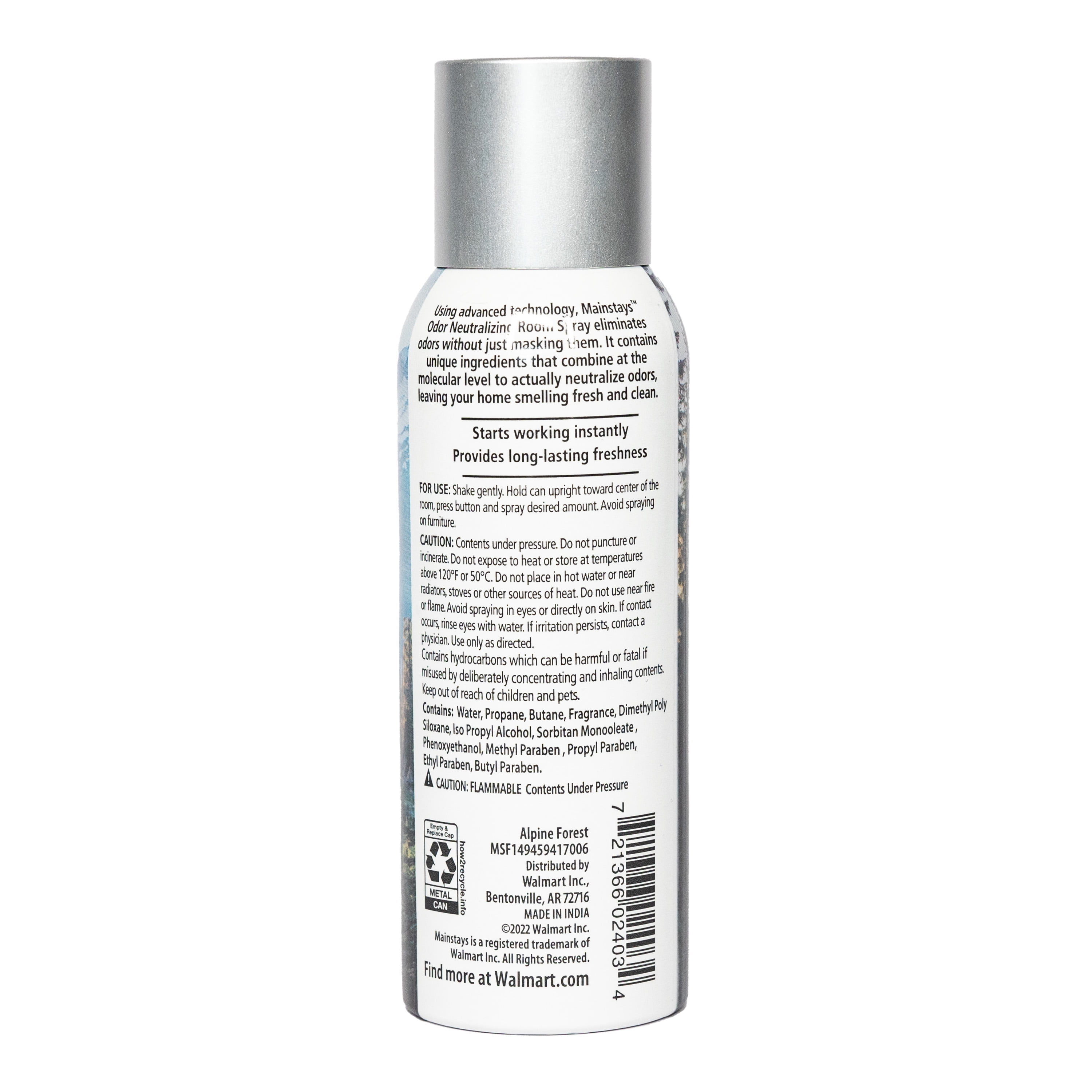 Mainstays Odor Neutralizing Room Spray, Alpine Forest Fragranced Air Freshner, 4 oz.
