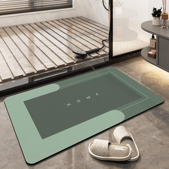 Alfombra de baño TOKLYUIE superabsorbente, de secado rápido, verde, 50 x 80 cm