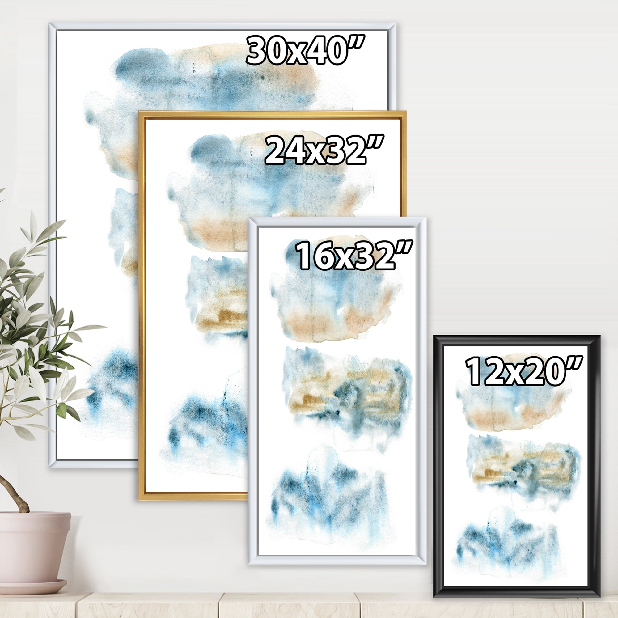 Designart 'Abstract Of Clouds Dark Blue Colored II' Modern Framed Canvas Wall Art Print