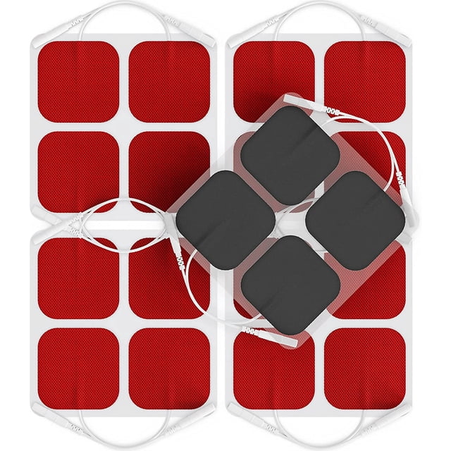 AUVON TENS Unit Pads 2 "X2" 20 piezas, almohadillas de repuesto sin látex de 3.ª generación, parches de electrodos con rendimiento autoadhesivo mejorado y diseño no irritante para electroterapia (rojo