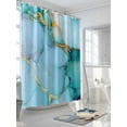 thumbnail image 3 of Fsddascl Teal Marble Shower Curtain Set - 66" x 72" Washable Bathtub Curtain with 12 Hooks, Modern Ink Painting Luxury Modern Art Waterproof Fabric Stall Shower Curtains for Bathroom/Bathtub Décor, 3 of 6
