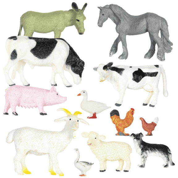 AISAMEFE 12Pack Farm Animals Figures, Realistic Simulation Plastic Farm Figurines Animal Toys Learning Educational Playset Party Favors Bath Toys