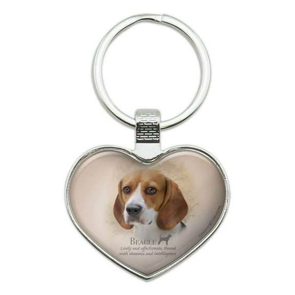 Beagle Dog Breed Keychain Heart Love Metal Key Chain Ring