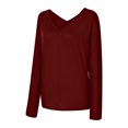 thumbnail image 6 of jsaierl Womens Tie-dye Tops V Neck Soft T-shirts Flowy Trendy Blouses Casual Loose Knit Tops Pullover Hollow-out Pullover, 6 of 8