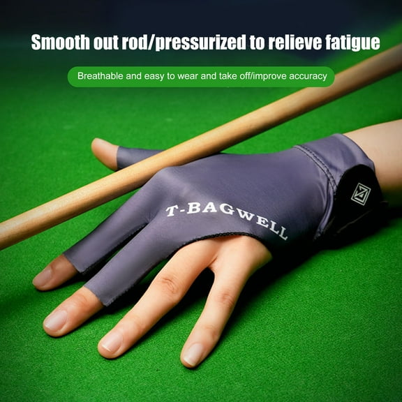 Tnobhg 1Pc Left-hand Billiard Pool Glove Quick Dry Breathable Sweat Absorption 3 Finger Design Billiard Pool Glove Sports Supplies