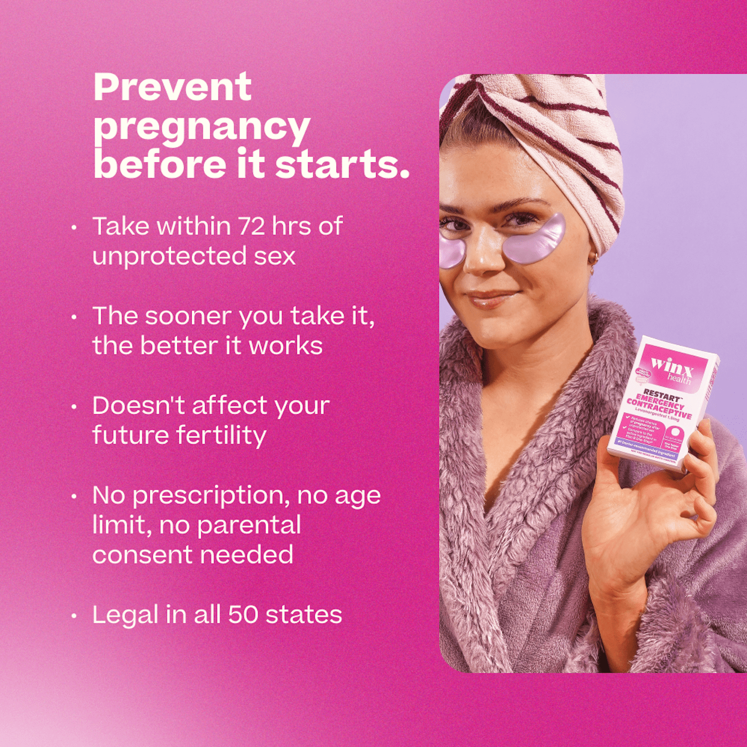 Restart Emergency Contraceptive Morning After Pill, Plan B Alternative, 1.5 mg Levonorgestrel, Single Tablet