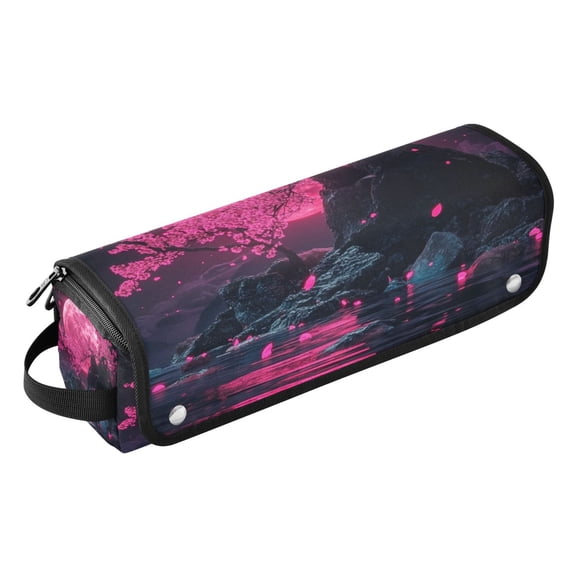 Hair Tools Travel Bag with Removable Heat Resistant Mat for Straighteners, Curling Iron and Haircare Accessories Pink Moon and Cherry Blossoms