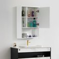 thumbnail image 4 of Basicwise Armoire de Rangement Murale pour Salle de Bain avec Miroir, Tablette Ouverte et 2 Tablettes Ajustables, Blanc, 4 of 5
