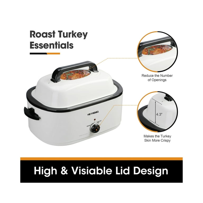 CozyHom 18 Quart Electric Roaster Oven Stainless Steel Roaster Oven for  Turkey With Self-Basting Lid Removable Insert Pot, Silver 